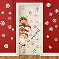 thumbnail image 2 of Marspark 4 Sheets Christmas Snowman Door Stickers Removable Xmas Winter Snowman Face Wall Decals Large Funny Xmas Mural Stickers For Home Window Door Refrigerator Decor 2 of 14