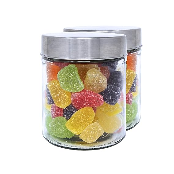 Inox-kristal Set 2 Vorratsdosen aus Glas, 0.5 L (12x10 cm), mit Schraubverschluss.