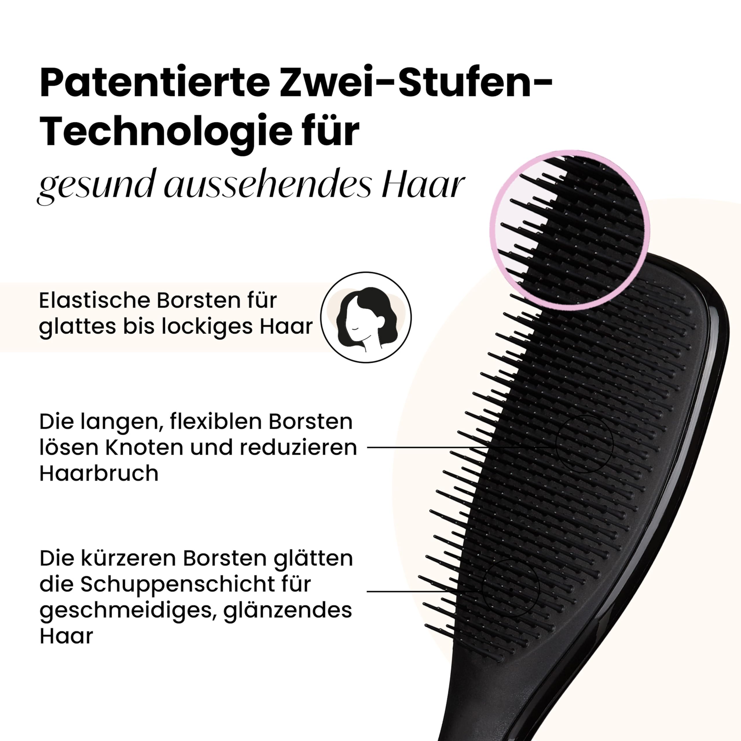 Tangle Teezer Ultimate Detangler Haarbürste – Für Nasses & Trockenes Haar – Entwirrungsbürste für Alle Haartypen – Zweistufige Borsten Reduzieren Haarbruch & Entfernen Knoten – Schwarz 2