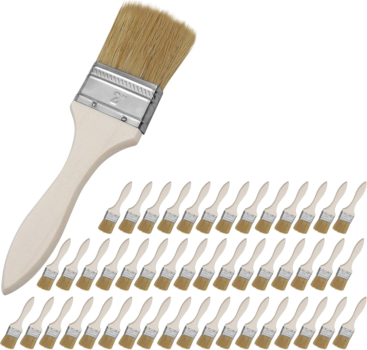 Kurtzy 2 Inch/5.08cm Chip Paint Brushes (48 Pack), Professional Wooden Handle Paintbrush Set for Paint Stains, Varnishes