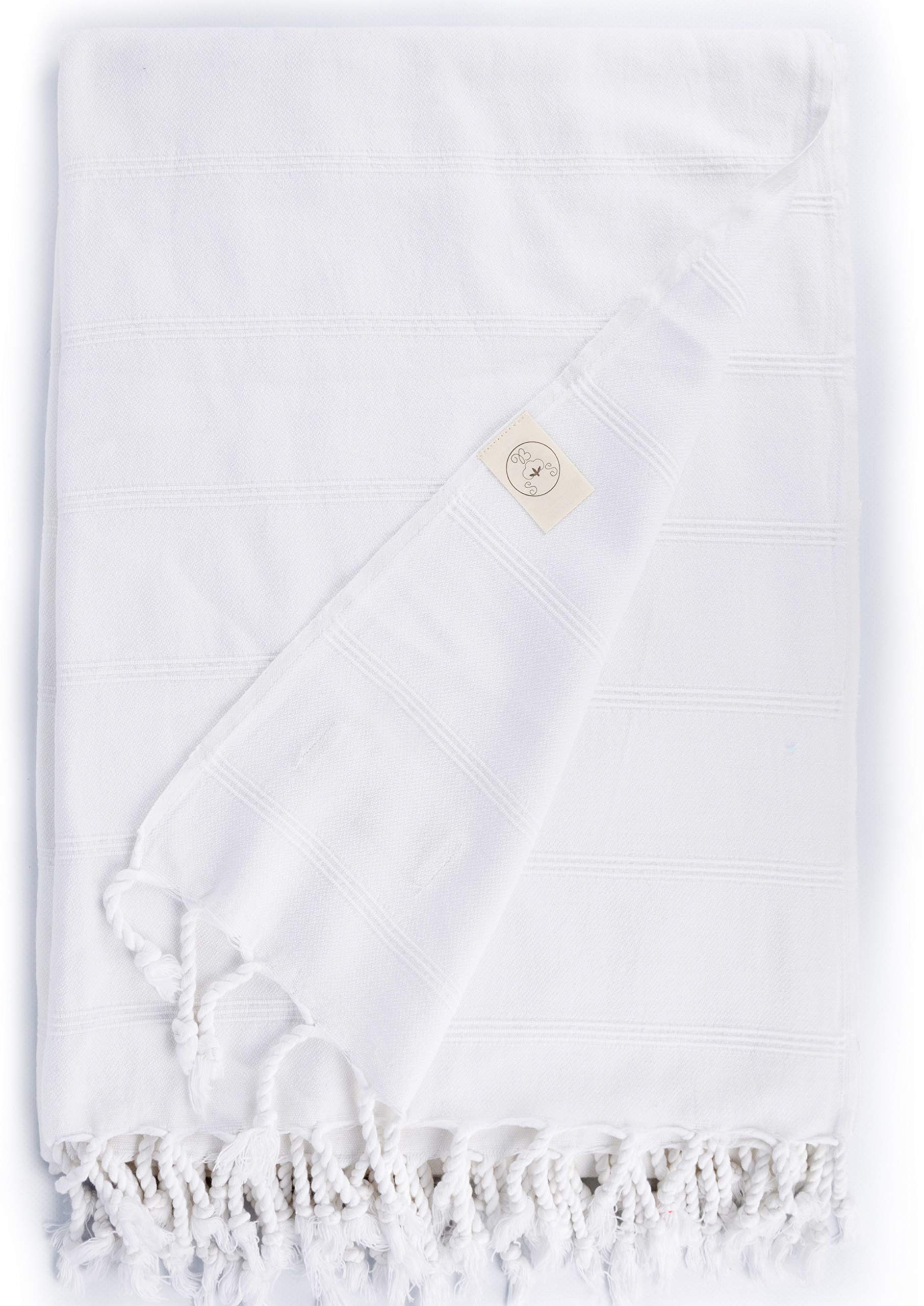 Bersuse 100% Cotton - Troy XXL Throw Blanket Turkish Towel - White