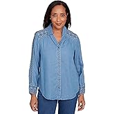 Needlepoint Embroidered Button Front Top