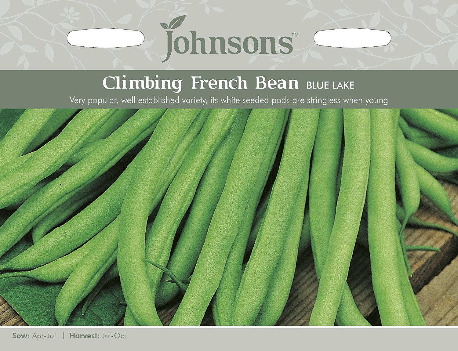 Johnsons 23126 Vegetable Seeds, Climbing French Bean Blue Lake