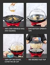 Yabano Popcorn Maker 5L Electric Stirring 800W Red Nonstick Plate view 6