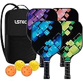 Pickleball Paddles Set of 4 by LSTECICE, Fiberglass Pickleball Paddles with Honeycomb Core, Lightweight Pickleball Set with Balls & Bag for Men, Women & Beginners