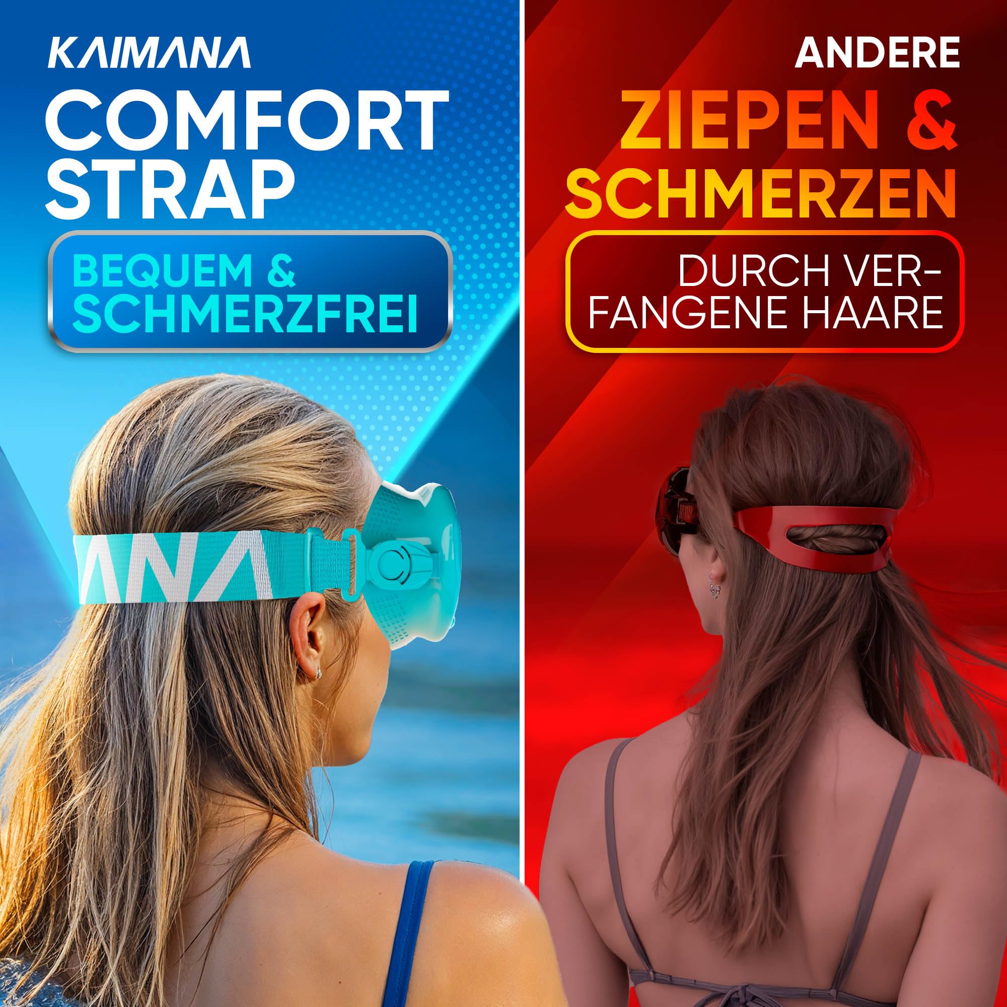 Das Neue KAIMANA® AquaVision Prolite Schnorchelset für Erwachsene inkl. Tragetasche, Bequeme Taucherbrille Erwachsene, Alternative zur Schnorchelmaske, Taucherbrille mit Stoffband/Silikonstrap 6
