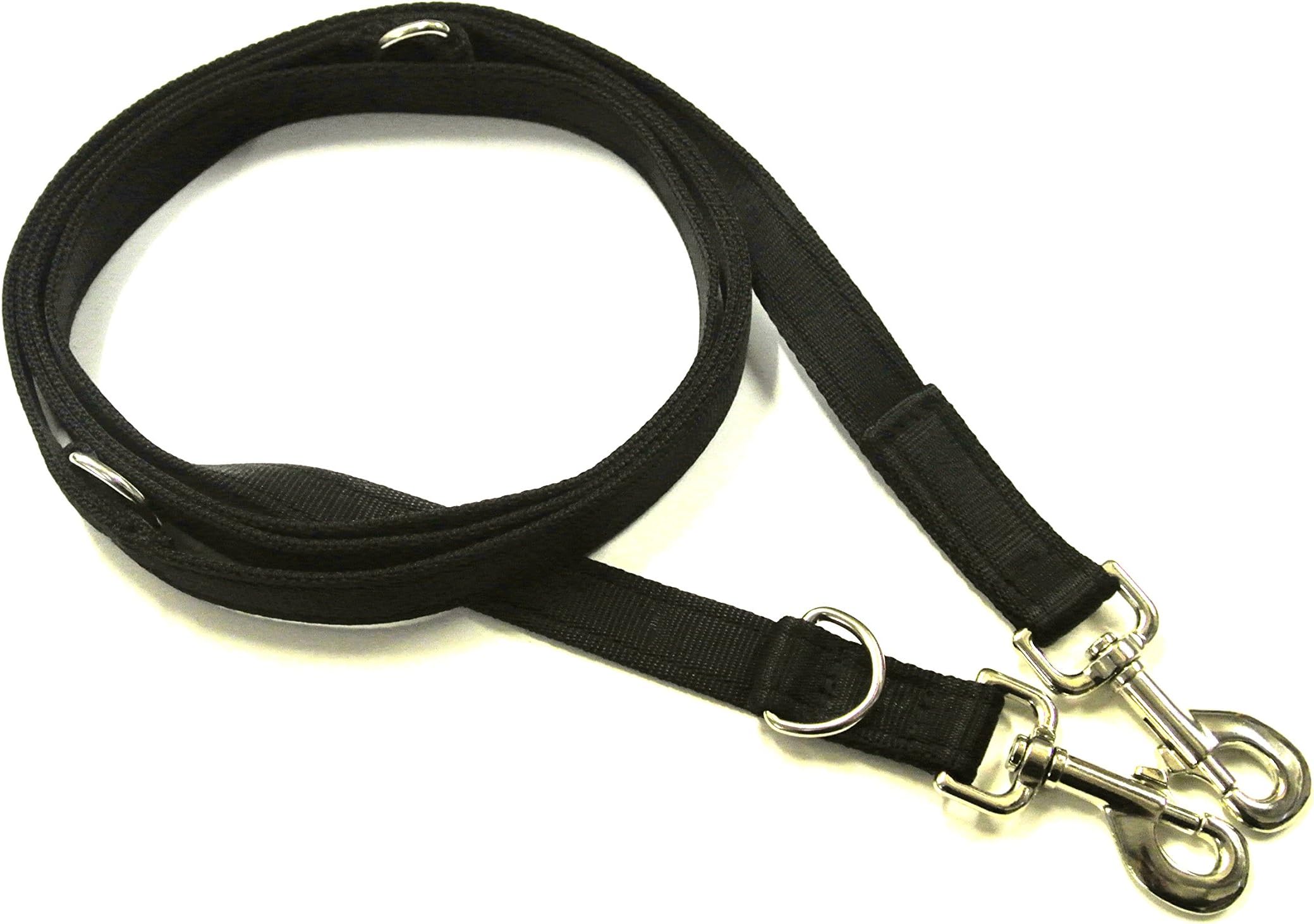 8ft, 11ft Police Style Training Obedience Multi-Functional Dog Lead 25mm Cushioned Webbing (Black, 11ft Long)