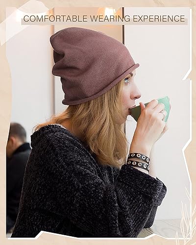 Pieces Winter Cashmere Slouchy Knit Beanie Hats for Women Warm Wool  Knitted Skull Beanies Cap Beige Beanie f