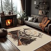 SherAvant Deer Rug 5x7-2x3 Rug - Deer Rug - Wildlife Mountain Forest Area Rug - Hunting Wild Animal Rugs - Rustic Cabin Animal Carpet - Deer Home Decor