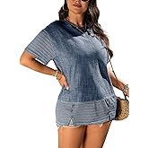 Tewsut Womens Plus Size Tops Women Summer Crew Neck Plus Size T-Shirts Oversize Short Sleeve Knit Tops for Women 1X-5X