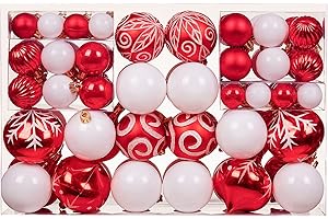 JORYSICS 100ct Assorted Christmas Ball Ornaments Set,Shatterproof Seasonal Christmas Tree Decorations with Reusable Gift Package for Xmas Holiday Wedding Party and Home Decor (Red)