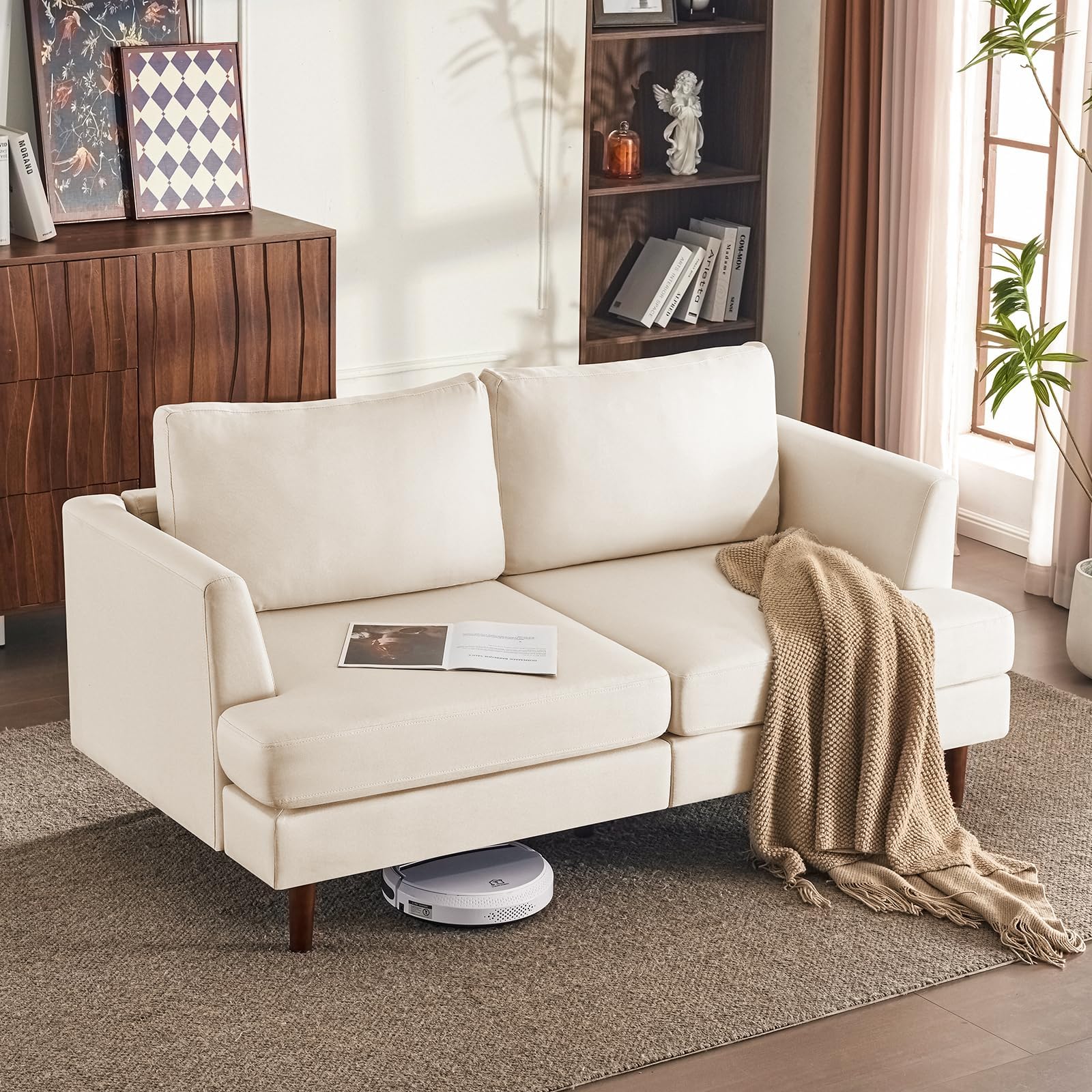 Photo 1 of ***PARTIAL SET**Furnimart Loveseat Sofa 66" W, Deep Seat Sofa for Living Room, 2-Seat Mid Century Couch, Comfy Cloud Couch with Removable Upholstered Cushion Cover, Modern Sofa for Office, Apartment, Bedroom, Beige