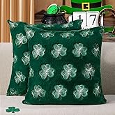 WKJZH St Patricks Day Pillow Covers 18x18 Inch Set of 2 White Embroidery Shamrock Decorative Green Soft Plush Faux Wool Throw Pillows for Couch Sofa Bedroom Holiday Home Decor MRD02A45