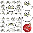 26 PCS Christmas Decorations Stickers, Yellow and Green Eyes Face Decals for Ornaments, Waterproof Vinyl Sticker for The Home, Christmas Balls, Party Supplies, Water Bottles …