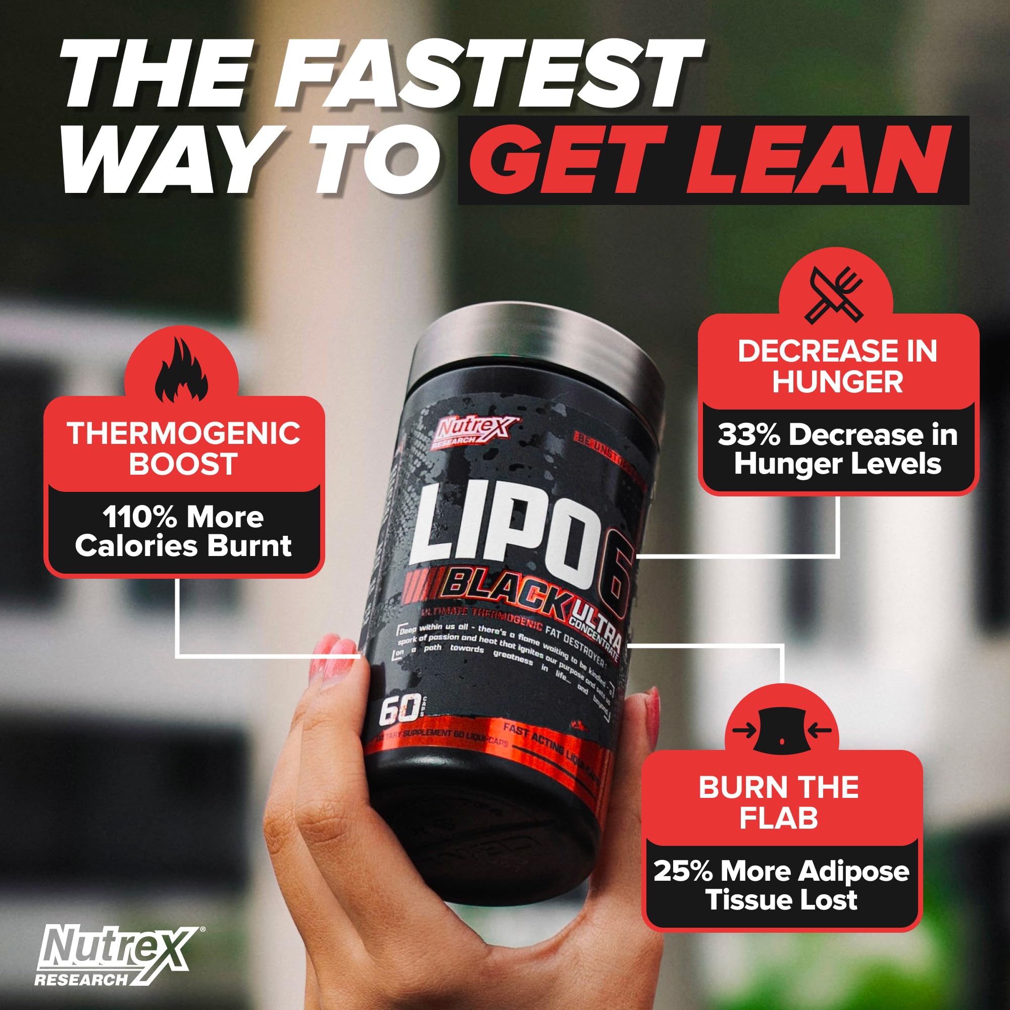 Nutrex Research Lipo-6 Black Ultra Concentrate | Thermogenic Energizing Fat Burner Supplement, Increase Weight Loss, Energy & Intense Focus |Capsule, 60Count