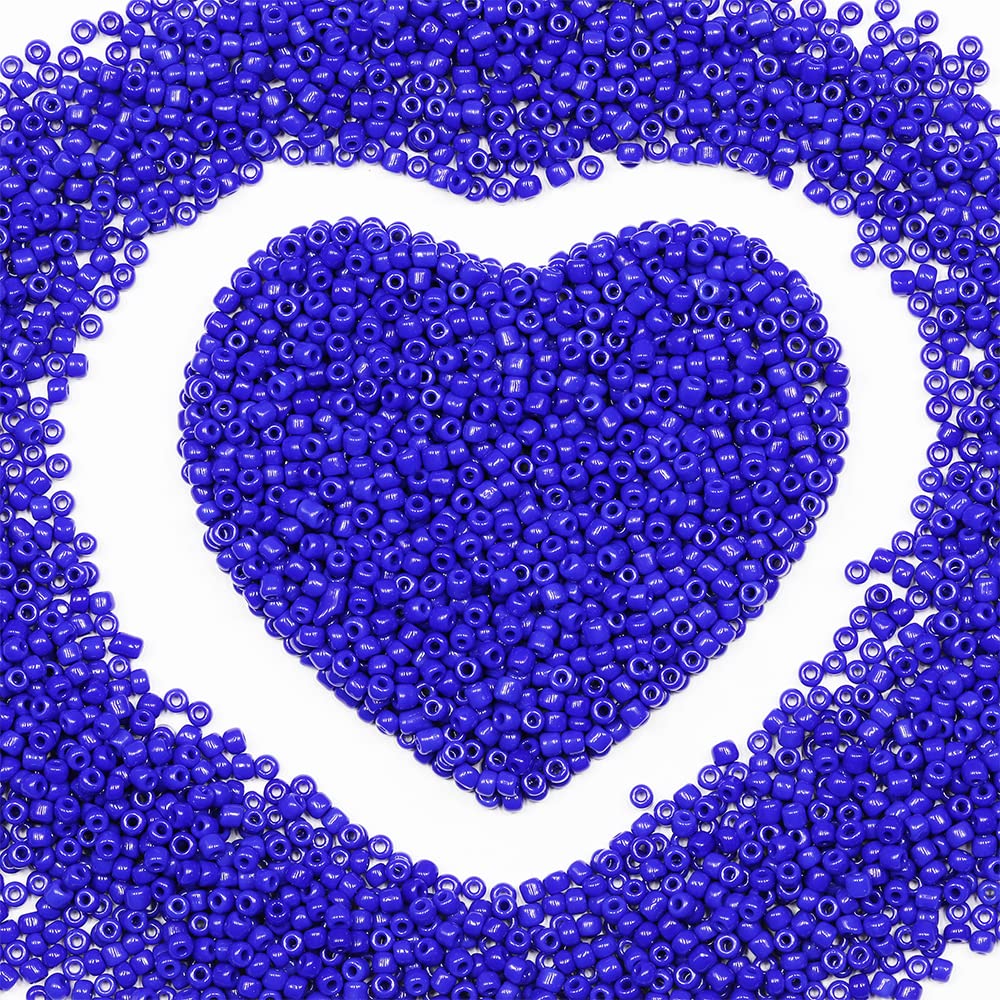 Bulk 2mm Royal Blue Colors Seed Beads for Jewelry Making 110 Grams About 9800pcs,12/0 Glass Craft Beads for Making Earrings, Bracelets, Pendants, Waist Jewelry, DIY Handmade Seed Beads（Royal Blue）