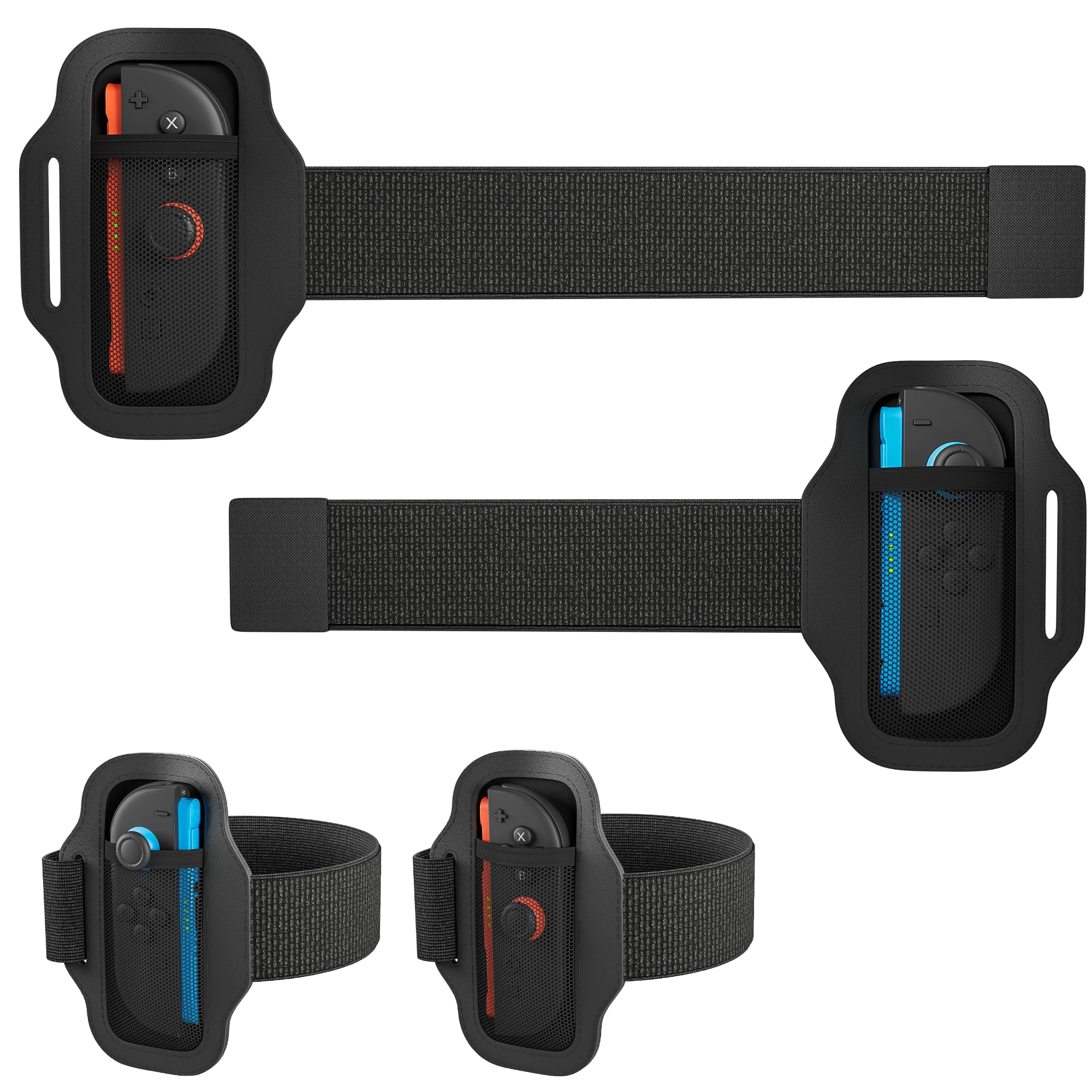 RHOTALL 2 Pack Leg Strap for Nintendo Switch/OLED/ 2 joycon Controller,Adjustable Leg Strap Game Accessories Compatible with Switch Sports Play Soccer/Ring Fit Adventure,Two Size for Adults & Children