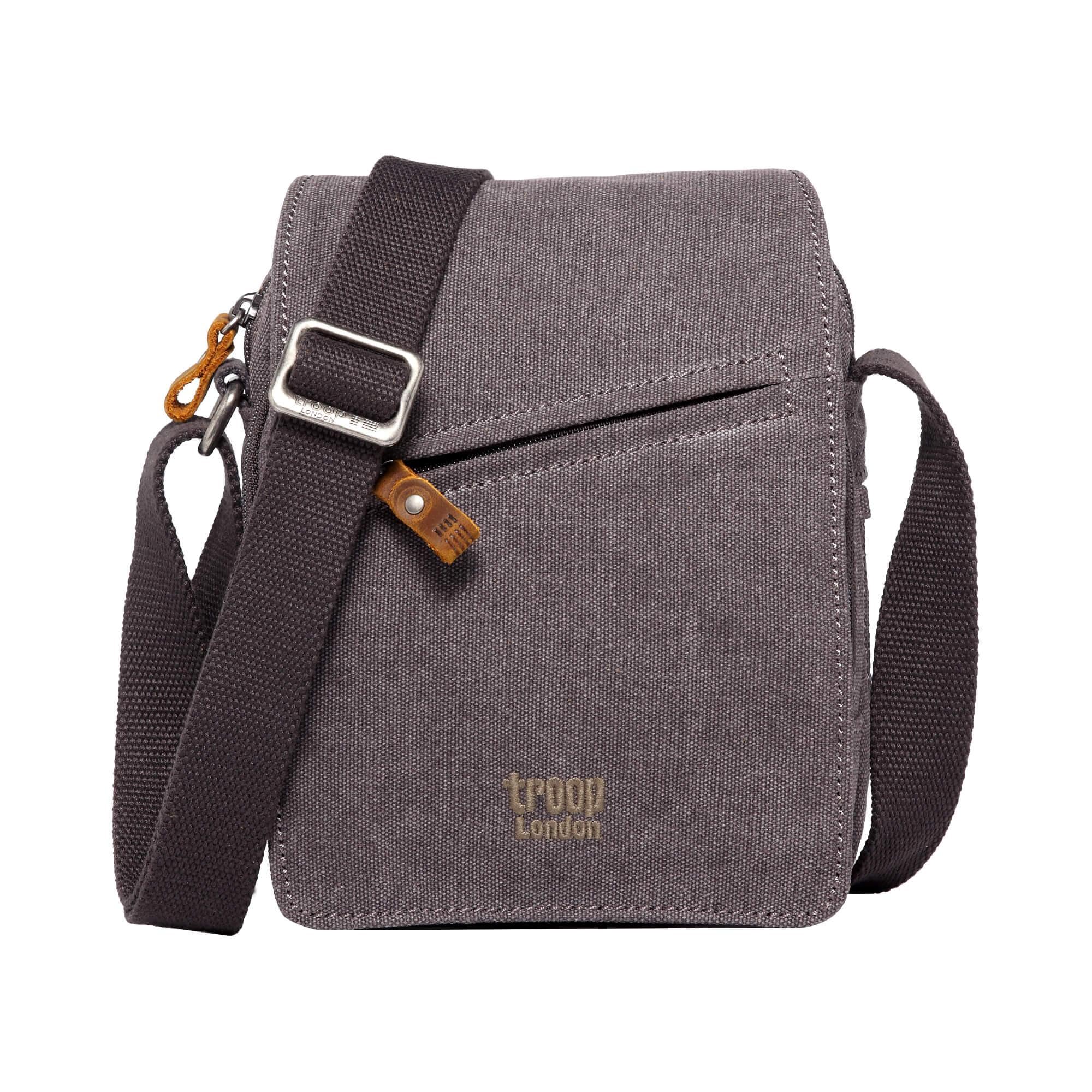 TRP0239 Troop London Classic Canvas Across Body Bag - Charcoal
