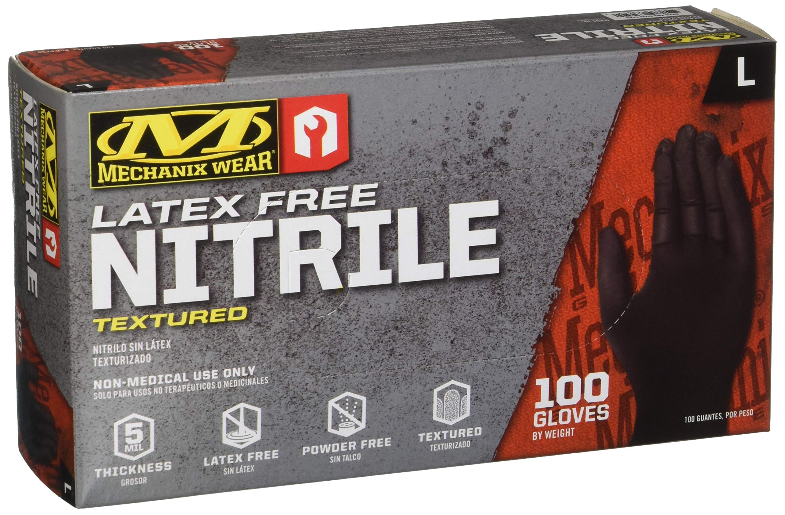 Mechanix Wear D03-05-010-100 – Nitrile Disposable Gloves, Powder Free, Textured – 5 Mil Black (100 Pack)