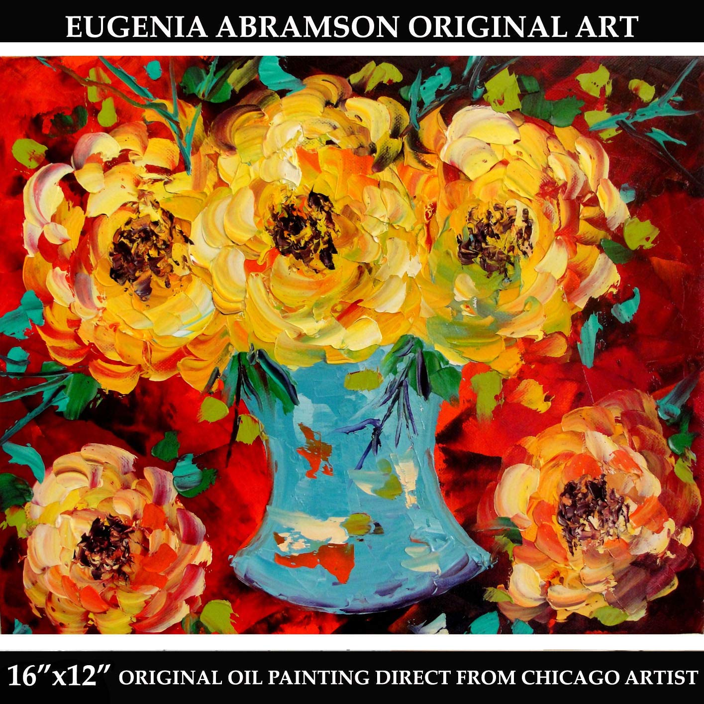 Amazon Com Floral Expressionism Modern Oil Textured Unique