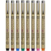 SAKURA Pigma Micron Fineliner Pens, 005 Tip, Assorted Colors, 8 Count | Color Pen Set for Drawing, Coloring, Illustration and Journaling, Smooth Skip-Free Writing, Consistent Lines, Archival Ink