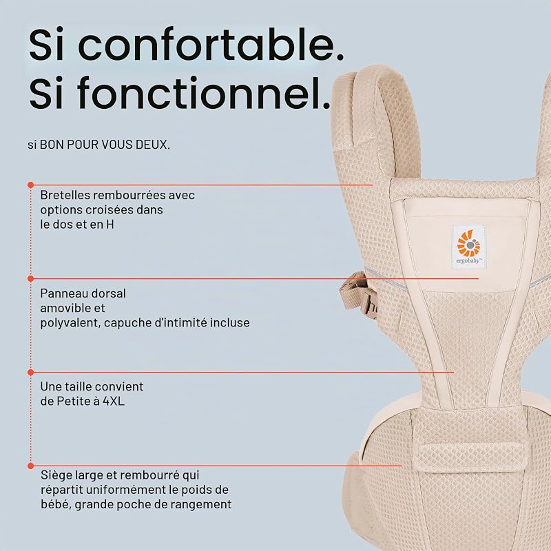 Alta Hip Seat Porte-bébé avec siège ventral pour bébés et tout-petits à partir de 4 mois (5,5 kg - 20,4 kg) - Porte-bébé avec filet SoftFlex