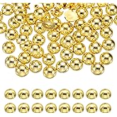 MECCANIXITY 200Pcs Half Pearl for Crafts, 12mm Plastic Half Flatback Imitation Pearls Cabochon Loose Beads Rhinestone for DIY Crafts Clothing Tumbler Shoes Embellishment Nail (Light Gold)