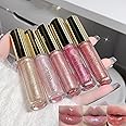 Petansy Shimmery Glitter Moisturizing Lip Gloss Nourishing Lipstick Set 5 Colors Lip Plumper Lip Gloss Hydrating Lip Glow Oil Shiny Glitter Sparkly Glossy Set