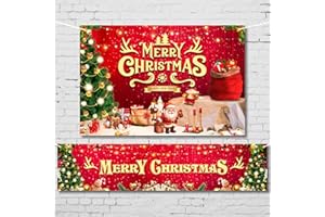 COLOBLES Large Christmas Party Banner and Backdrop for Indoor & Outdoor, Yard Garden Halloween Decorations & Party Supplies (Red)