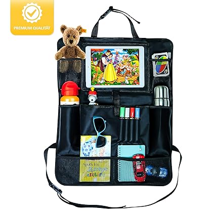CARPACK® Autositz Organizer für Kinder, Rückenlehnenschutz, Rückenlehnentasche für Ihren Auto Rücksitz, iPad-/Tablet-Fach mit