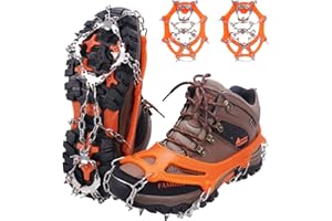 WIN.MAX Crampons for Shoes, Traction Cleats Ice Snow Grips with 19 Stainless Steel Spikes, Shoe Talons Anti - Slip Boots Spikes for Walking, Jogging, Climbing and Hiking