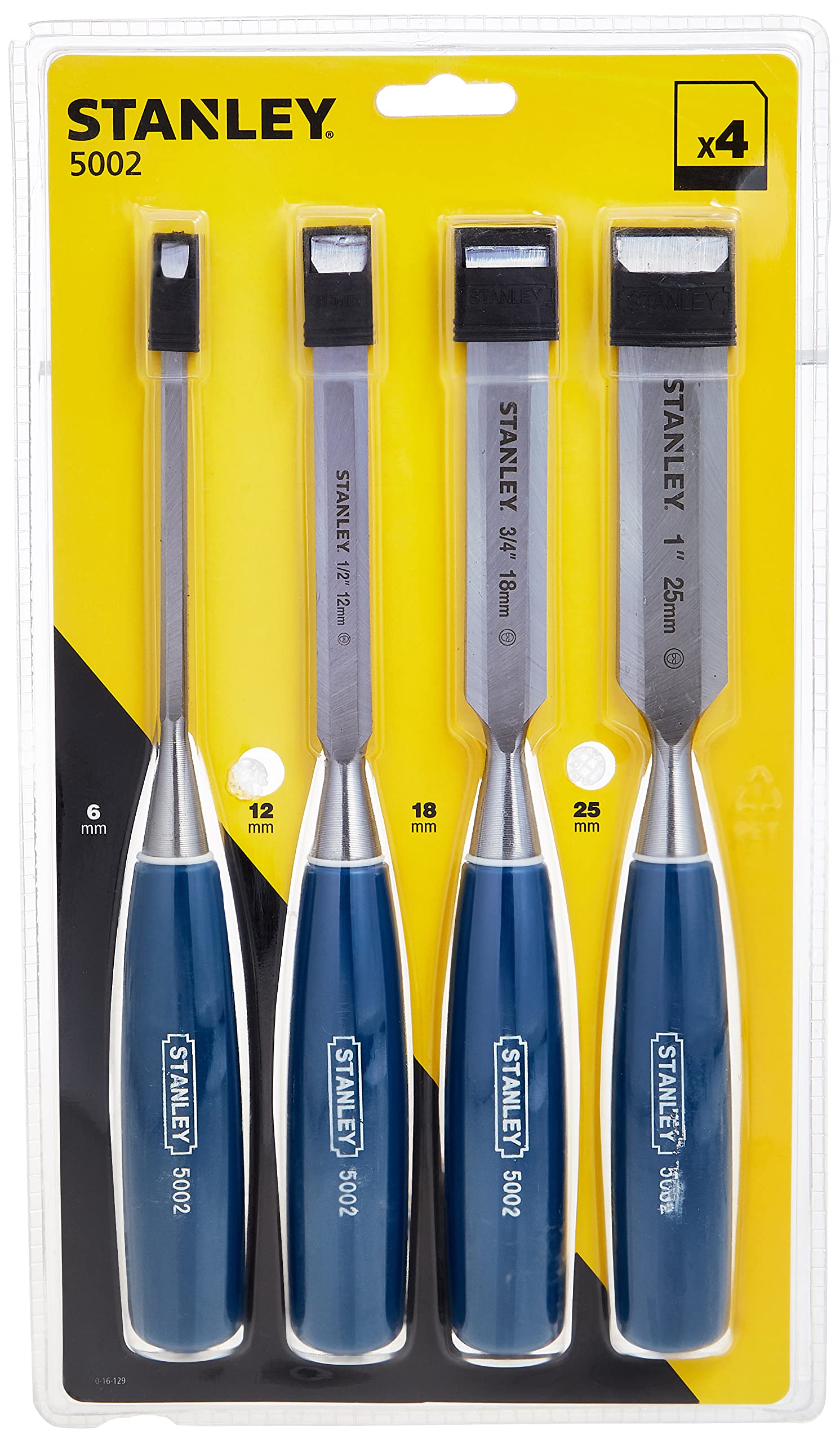 STANLEY 4 Piece Steel Blade Chisel Set includes 6/12/18/25mm, 0-16-129