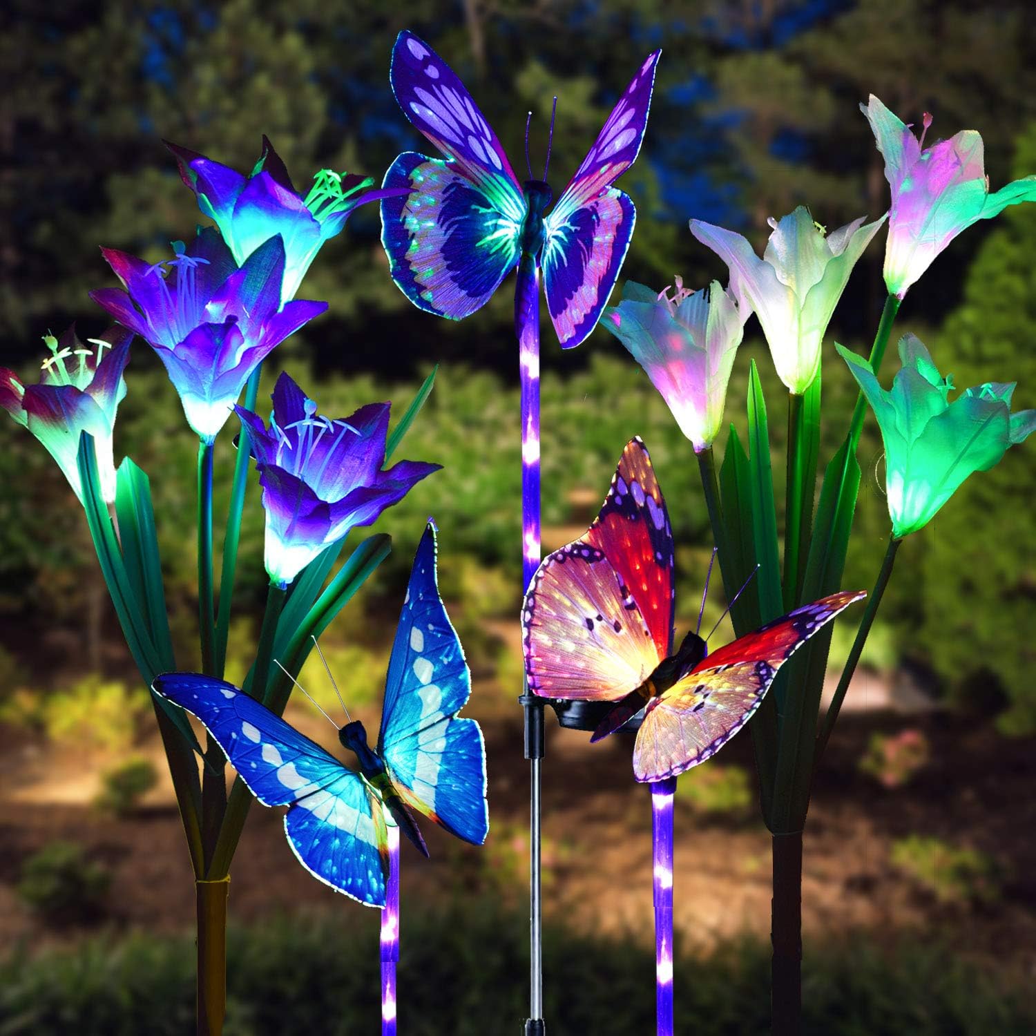 Doingart Garden Solar Lights Outdoor 5 Pack Solar Stake Light Multi