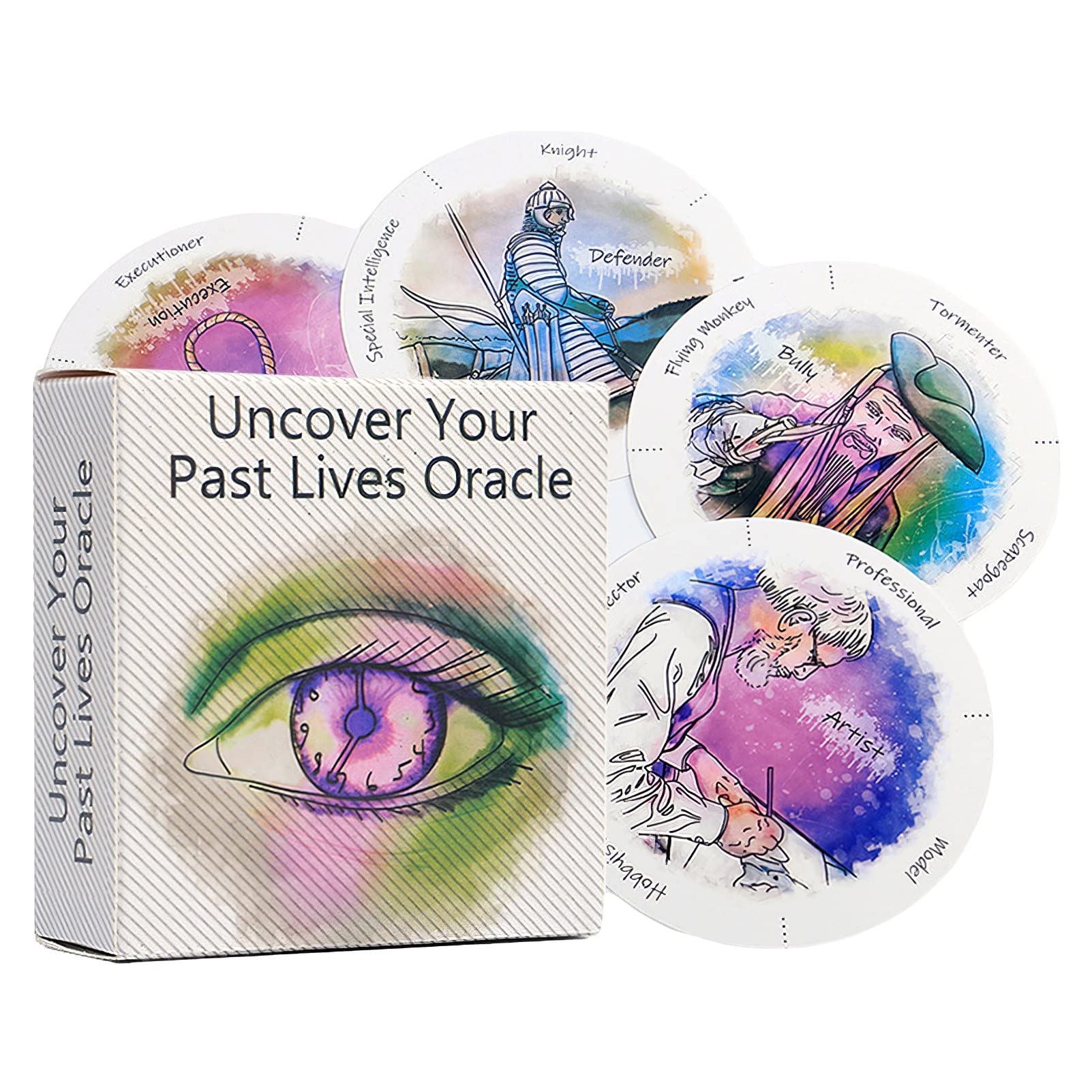 ANUFER 87Pcs/Set Uncover Your Past Lives Oracle Cards Divination Round Shape Tarot Cards Deck Game SN071150