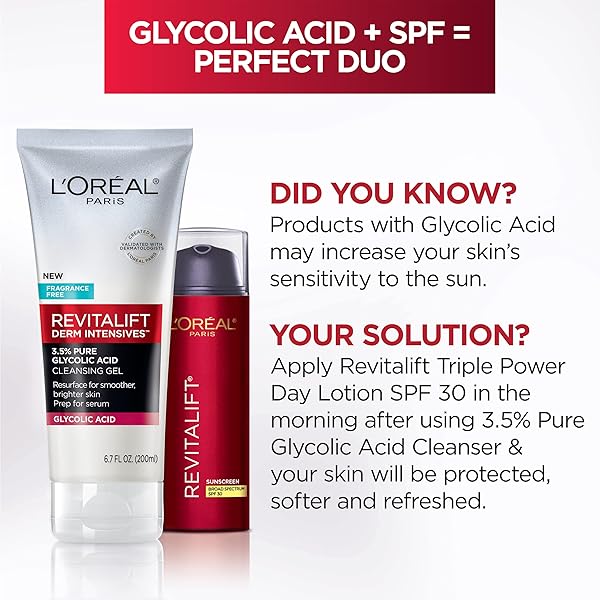 L’OREAL PARIS REVITALIFT 3.5% PURE GLYCOLIC ACID BRIGHTENING CLEANSING GEL WTH SALICYLIC ACID 6.7 FL OZ