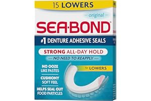 SEA-BOND Sea Bond Secure Denture Adhesive Seals, Original Lowers, Zinc-Free, All-Day-Hold, Mess-Free, 15 Count (Pack of 1)