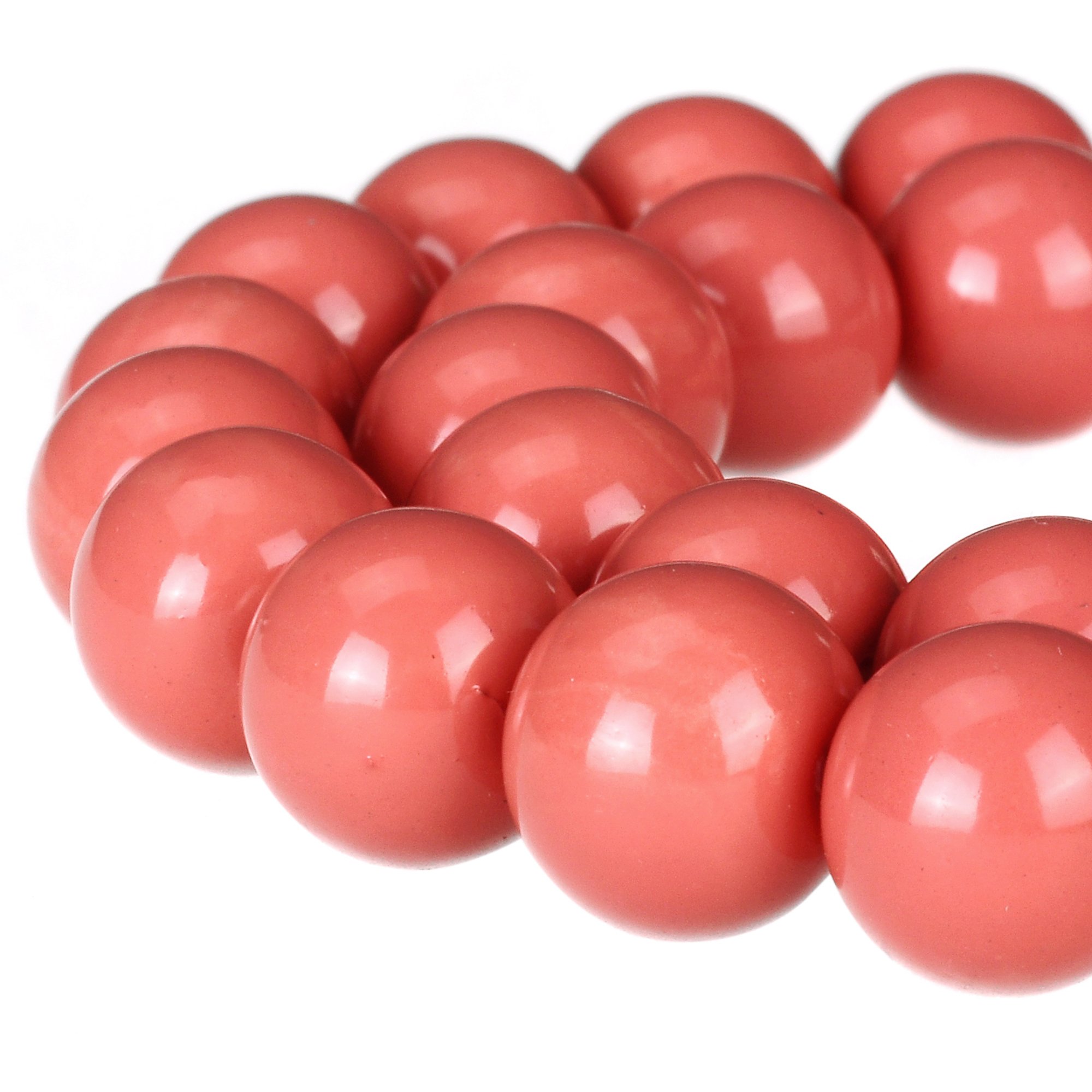 RUBYCA Round Opaque Painted Druk Czech Glass Beads Bulkfor Jewellery Making, Strand (Peach, 10mm)