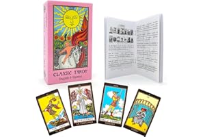 Pelucton Spanish and English Edition Classic 78-Card Tarot Deck with Guide Book for Beginners, Cartas del Tarot con Libro Guía en Español para Principiantes