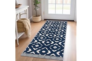 KILOCOCO Kitchen Runner Rugs Washable Runner Rug Soft Hallway Runner Rug Non Slip Printed Distressed Laundry Room Rug, Low-Pile Rug Runner for Entryway/Bedroom/Kitchen/Living Room, 2x5 Blue