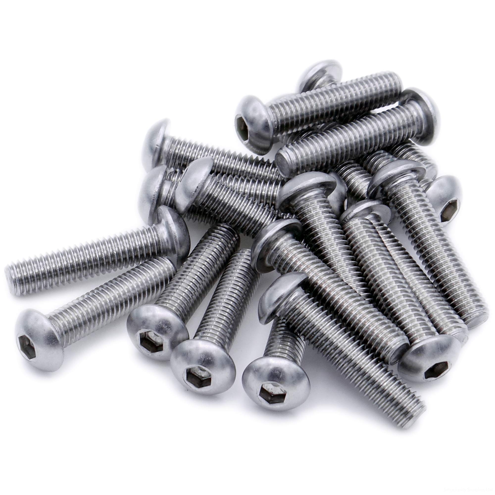 M2.5 (2.5mm x 20mm) Hex Socket Button Machine Screw (Bolt) - Stainless Steel (A2) (Pack of 20)