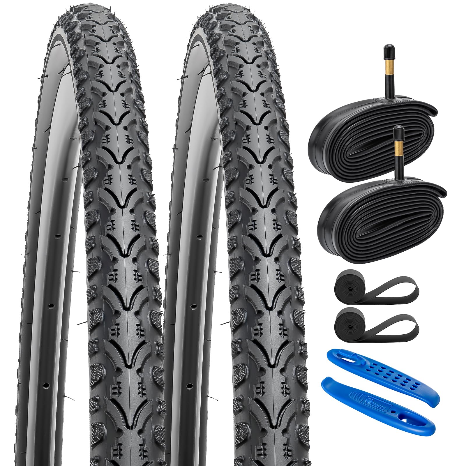 YunSCM 2Pcs 28 inch Road Bike 28x1.50 Tyres 700x38C Tires 40-622 with 700C Tubes AV48mm Schrader Valve, Compatible with 700 x 35C 700 x 38C 700 x 40C 28 x 1.50 Bicycle Tires and Tube