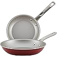 Ayesha Curry Home Collection Nonstick Frying Pan Set / Fry Pan Set / Skillet Set - 9.25 Inch and 11.5 Inch, Red