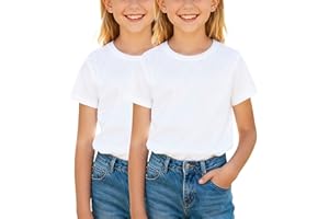 Yitoco Girls Short Sleeve Cotton T Shirts Kids Casual Crewneck Short Sleeve Summer Basic Tee Tops 5-16 Years