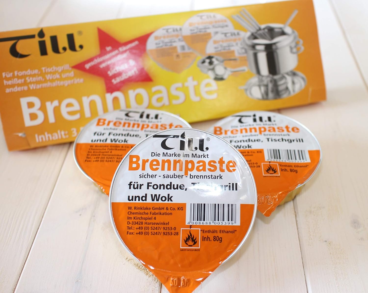 Till Brennpaste Fondue Gel/Paste Chafing Dish Burner Fuel 6 x 80g Pots