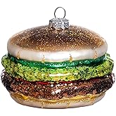 2pcs Blown Glass Hamburger Cheeseburger Christmas Ornament, Hanging Glass Cheeseburger Hamburger Ornaments for Christmas Tree Decoration