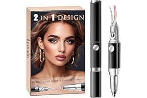 ACAVADO 2 in 1 Heated Eyelash Curlers and Eyebrow Trimmer for Women, Electric Eyelash Curler with 2 Temperature Modes Anti-Burn USB Rechargeable Heated EyeLash Curler, Perfect Christmas Gift for Women (Black)