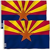 ANLEY Pack of 2 Fly Breeze 3x5 Foot Arizona State Polyester Flag - Vivid Color and Fade proof - Canvas Header and Double Stitched - Arizona AZ State Flags with Brass Grommets 3 X 5 Ft