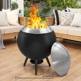 20 Inch Smokeless Firepit, Outdoor Smokeless Fire Pit with Grill, Waterproof Lid and Bag, 2 in 1 Fire Pits for Outside Wood Burning, Stainless Steel Potable Fire Pit for Bonfire, Camping, Picnic