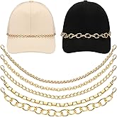 Tondiamo 5 Pcs Trucker Hat Chains Bill Charms Decoration for Women Man DIY Metal Detachable Chains Bulk for Mesh Baseball Cap Truckers Sports Game Day Accessories(Gold,Chain)