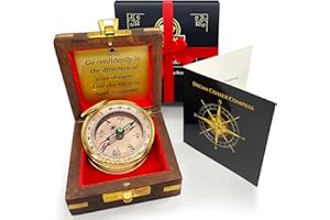 The Dream Chaser Compass in Wooden Box - Graduation Gifts for Him, Birthday Gifts for Men, Son, Husband - Inspirational, Moti